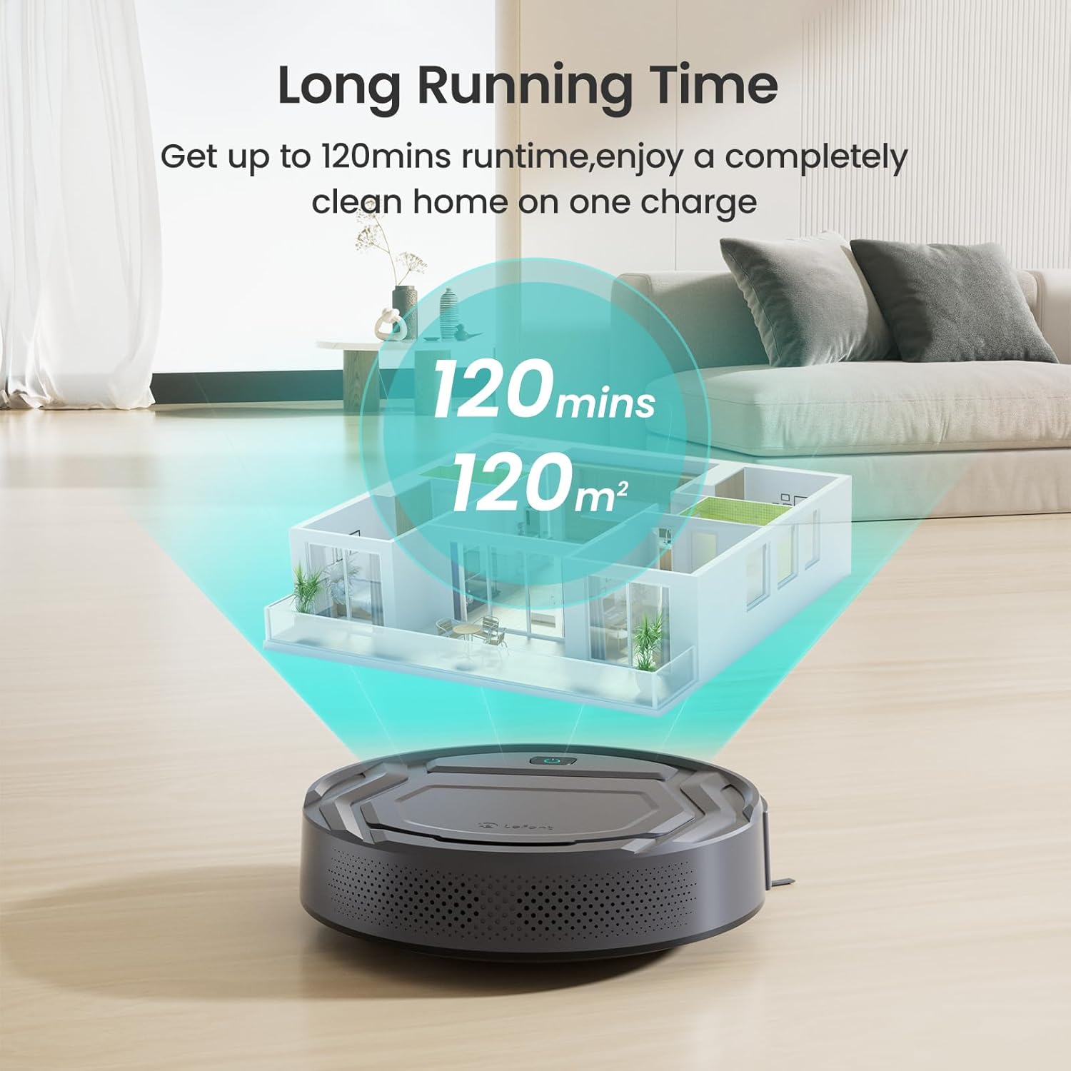 Robot Vacuum 2200Pa Slim Smart Pet Hair Cleaner Quiet