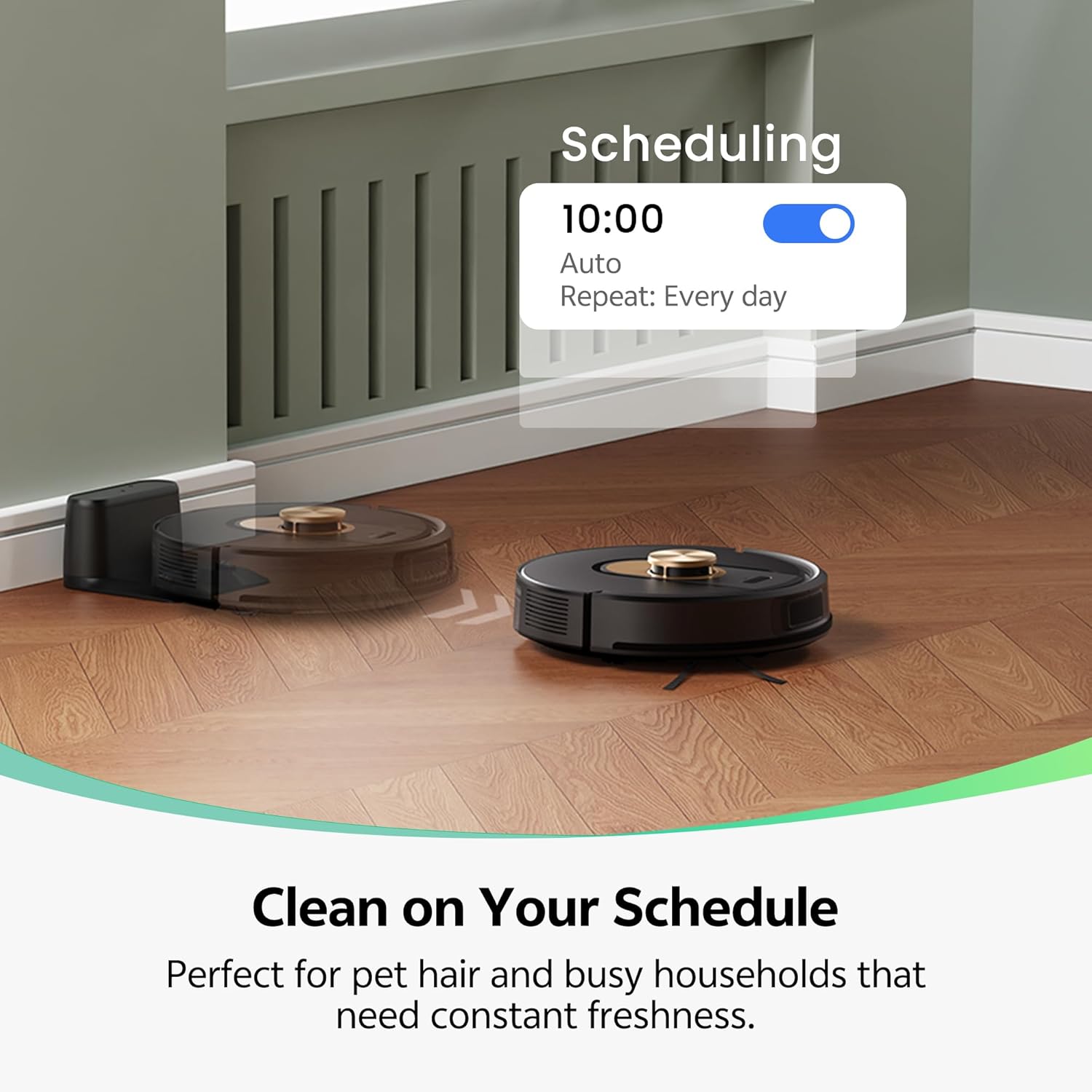 Robot Vacuum Mop 8000Pa LiDAR Mapping App Control Pet Hair