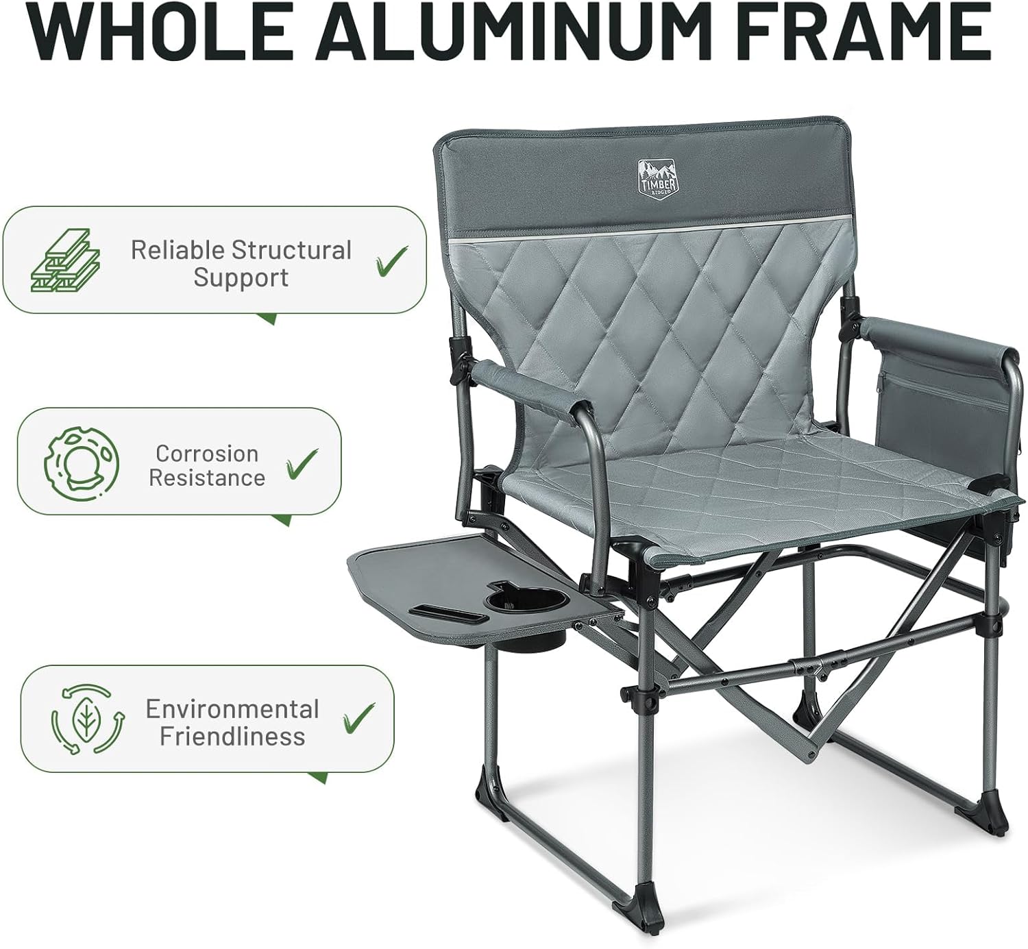 Heavy Duty Folding Directors Camping Chair Grey