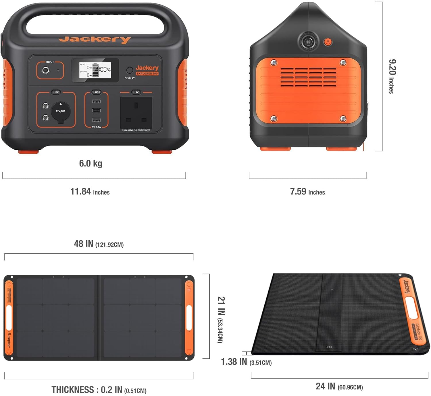 500W Portable Power Station 518Wh Solar Generator 100W Panel