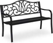 Antique Style Metal Garden Bench 2 Seater Outdoor Park Patio Seat
