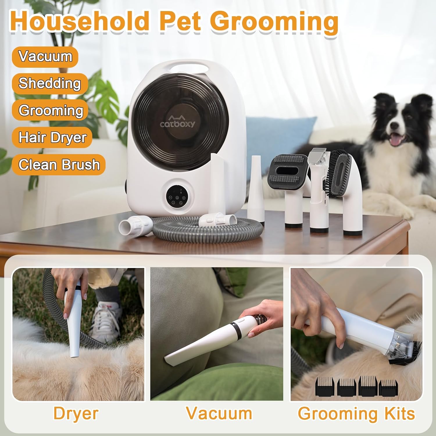 Pet Grooming Vacuum Dryer 10000Pa 2.5L Fast Dry Kit