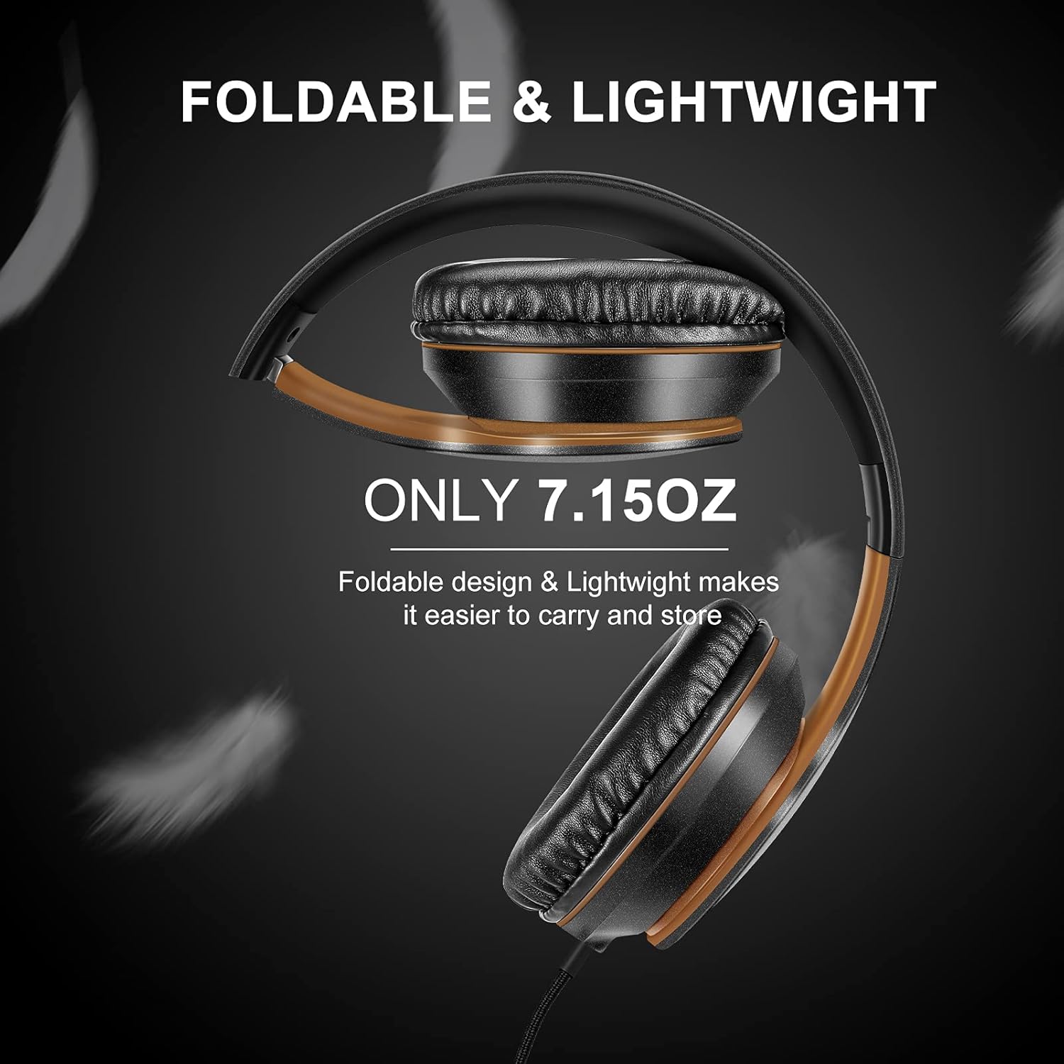 Wired Over Ear Headphones With Mic Stereo Bass 3.5mm Black Gold