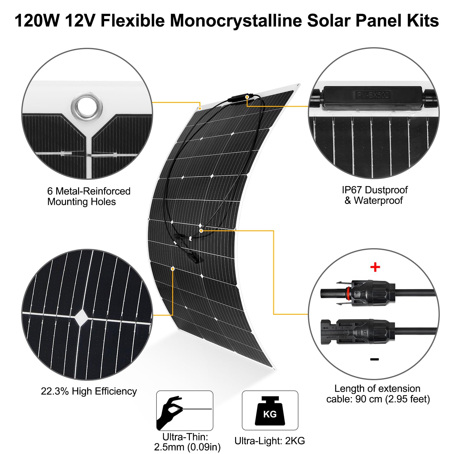 240W Flexible Solar Panel Kit 12V RV Boat Balcony Charger