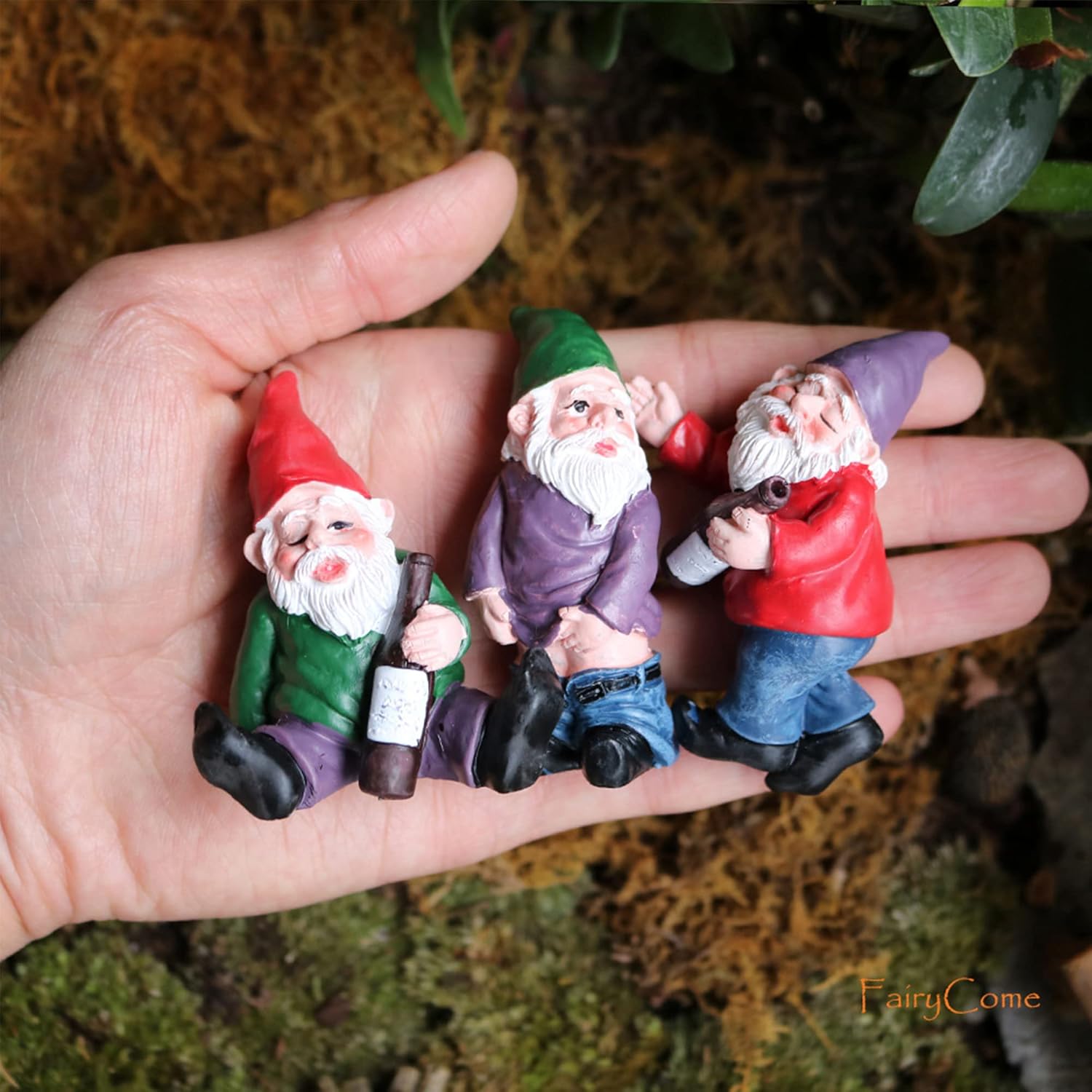 4Pcs Funny Garden Gnomes Set Drunk Peeing Resin Outdoor Decor