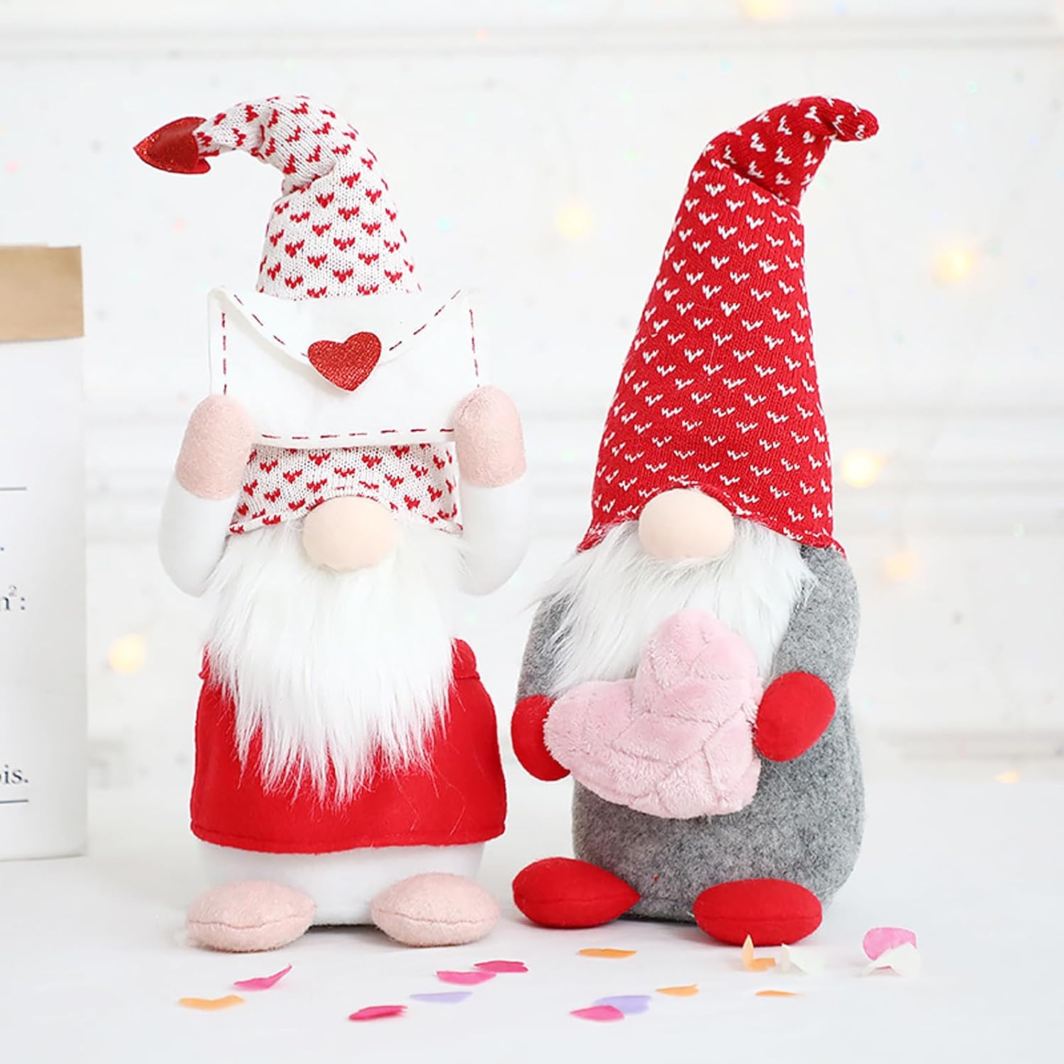 Valentines Gnome Plush Mr Mrs Gonk Tabletop Romantic Decor
