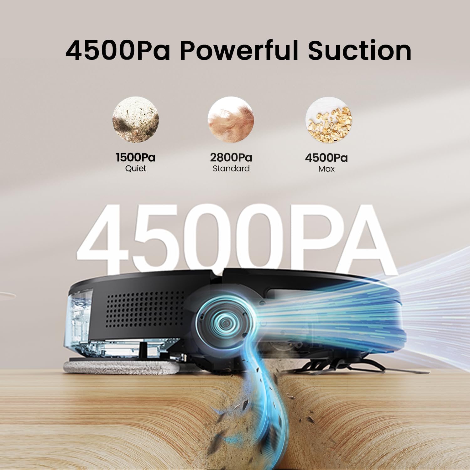 Robot Vacuum Mop 4500Pa WiFi App Alexa Slim Quiet Pet Hair
