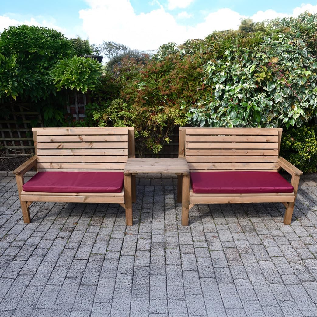 Wooden Garden Bench Set 2 Benches with Tray Patio Seating
