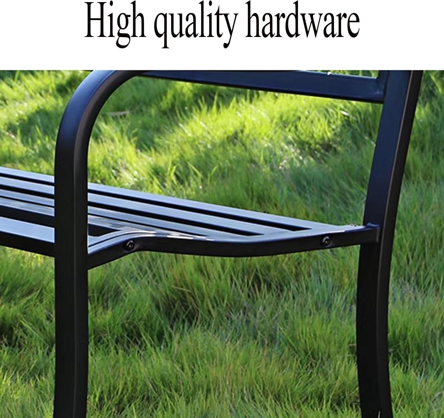 Metal Garden Bench Outdoor Patio Seat with Backrest Armrests White