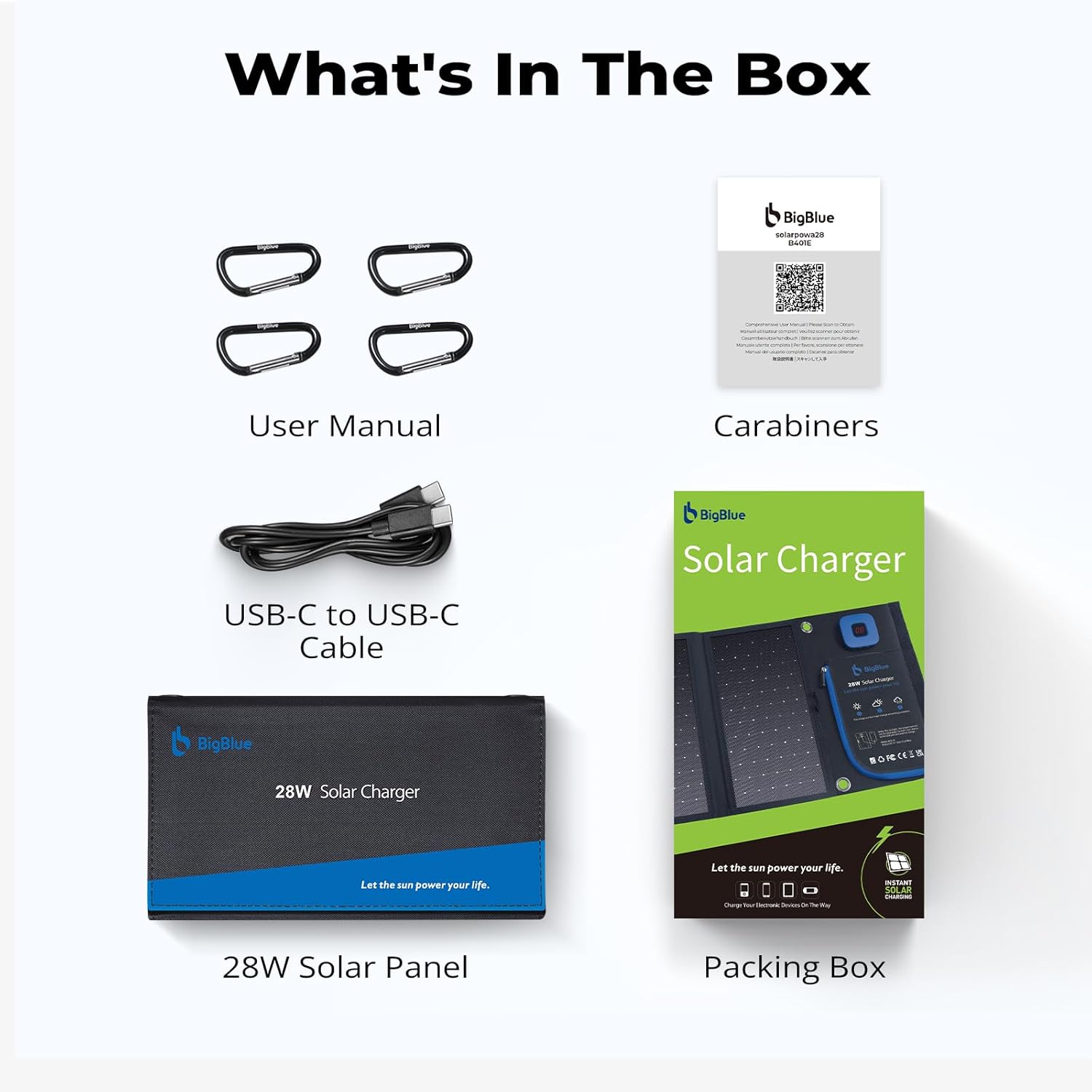 28W Foldable Solar Charger USB C USB A Camping Travel
