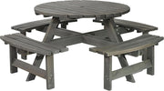 8 Seater Round Wooden Picnic Table with Benches Parasol Hole 180cm