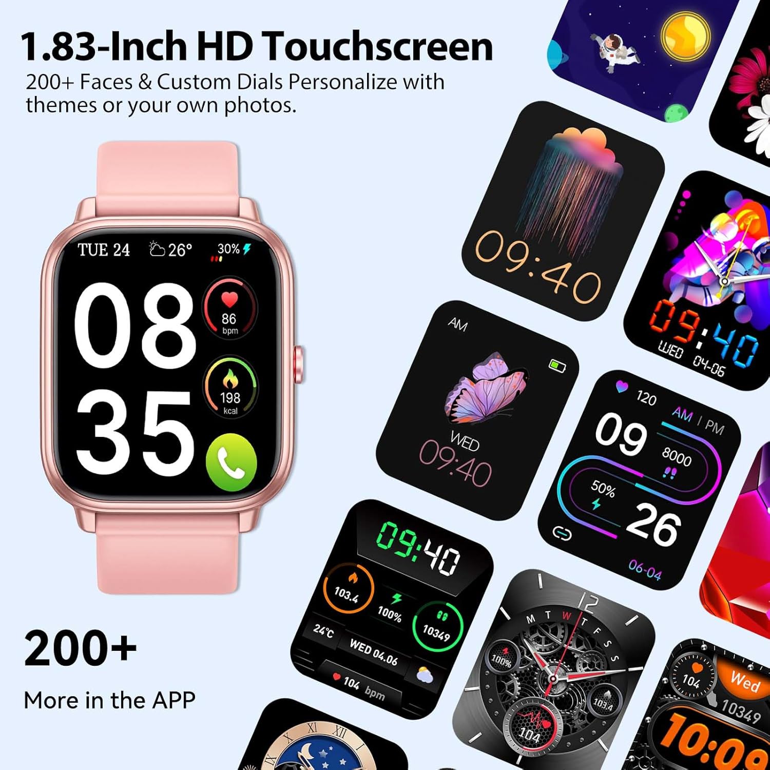 Smart Watch 20 Day Battery Bluetooth Calling Fitness Tracker Pink