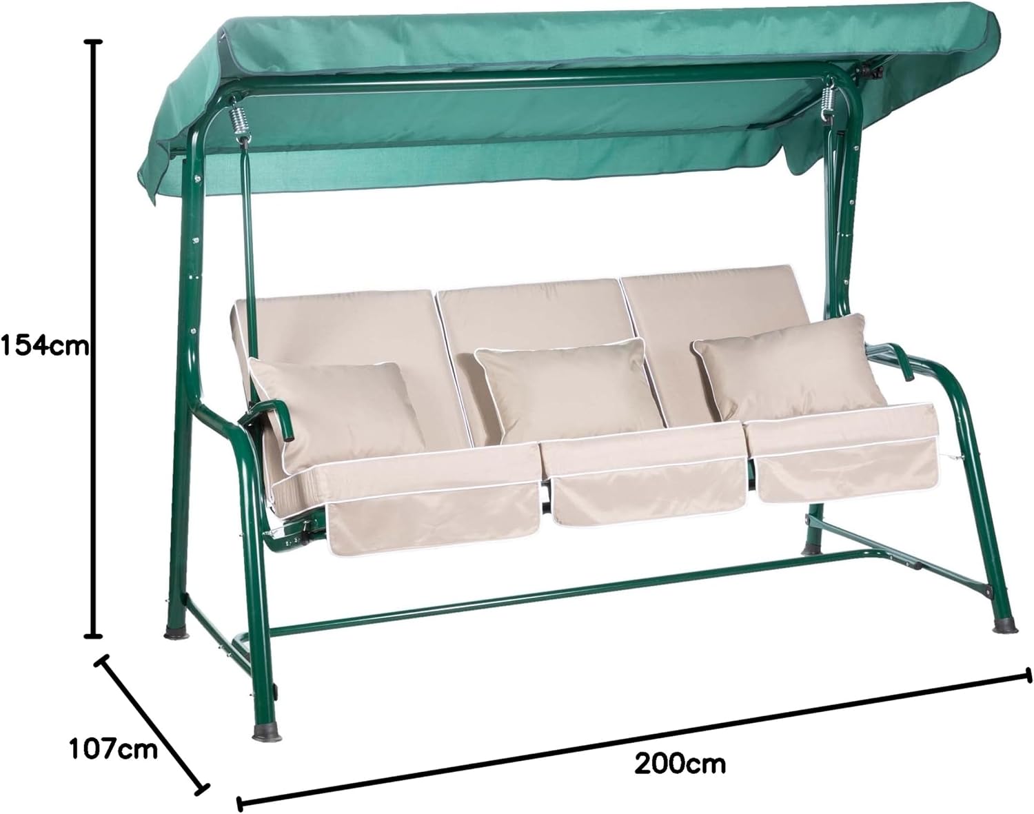 3 Seater Reclining Garden Swing Seat Taupe Canopy
