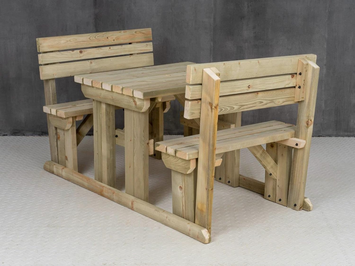 4 Seater Wooden Picnic Table with Backrest Garden Patio Set