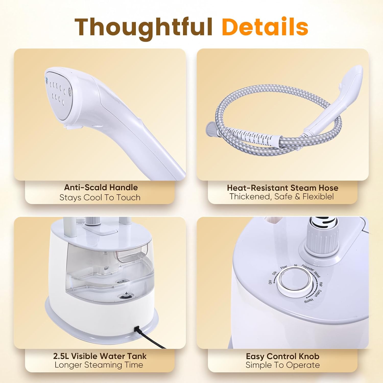 Upright Garment Steamer 2000W 2.5L 9 Levels 38g Steam Iron
