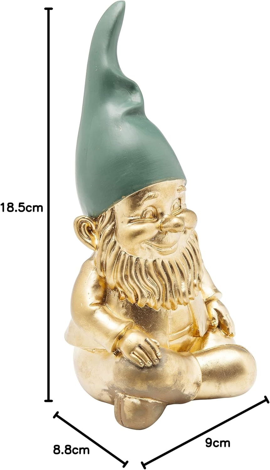 Gold Garden Gnome Statue 19cm Resin Sitting Home Decor