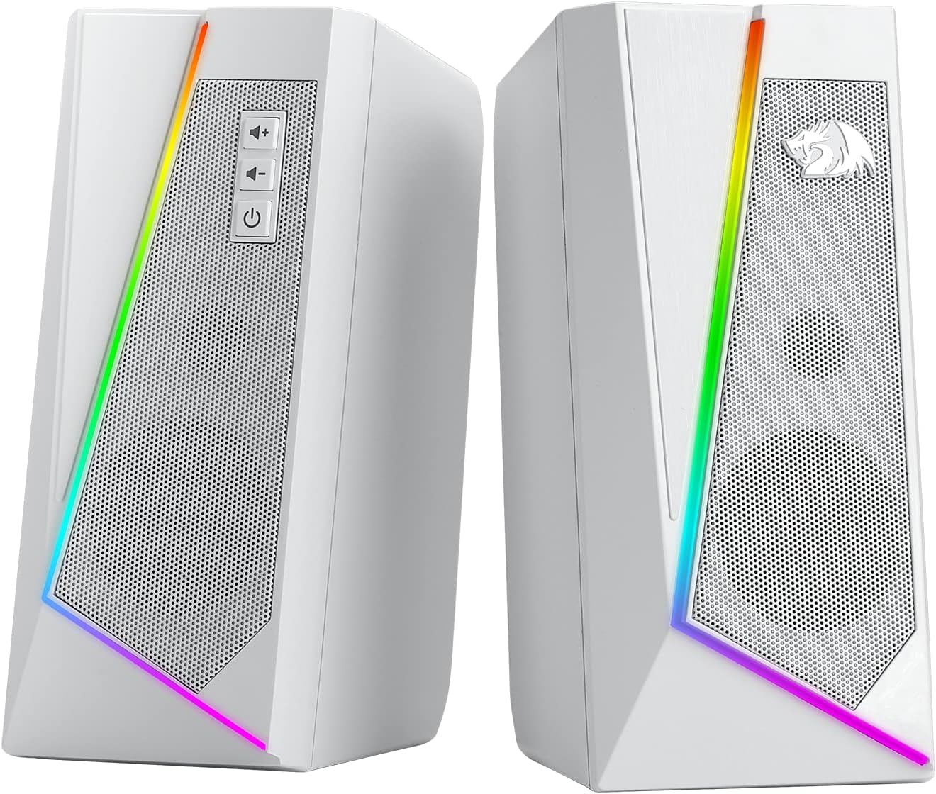 PC Speakers RGB Stereo USB Powered Desktop Audio White Bass