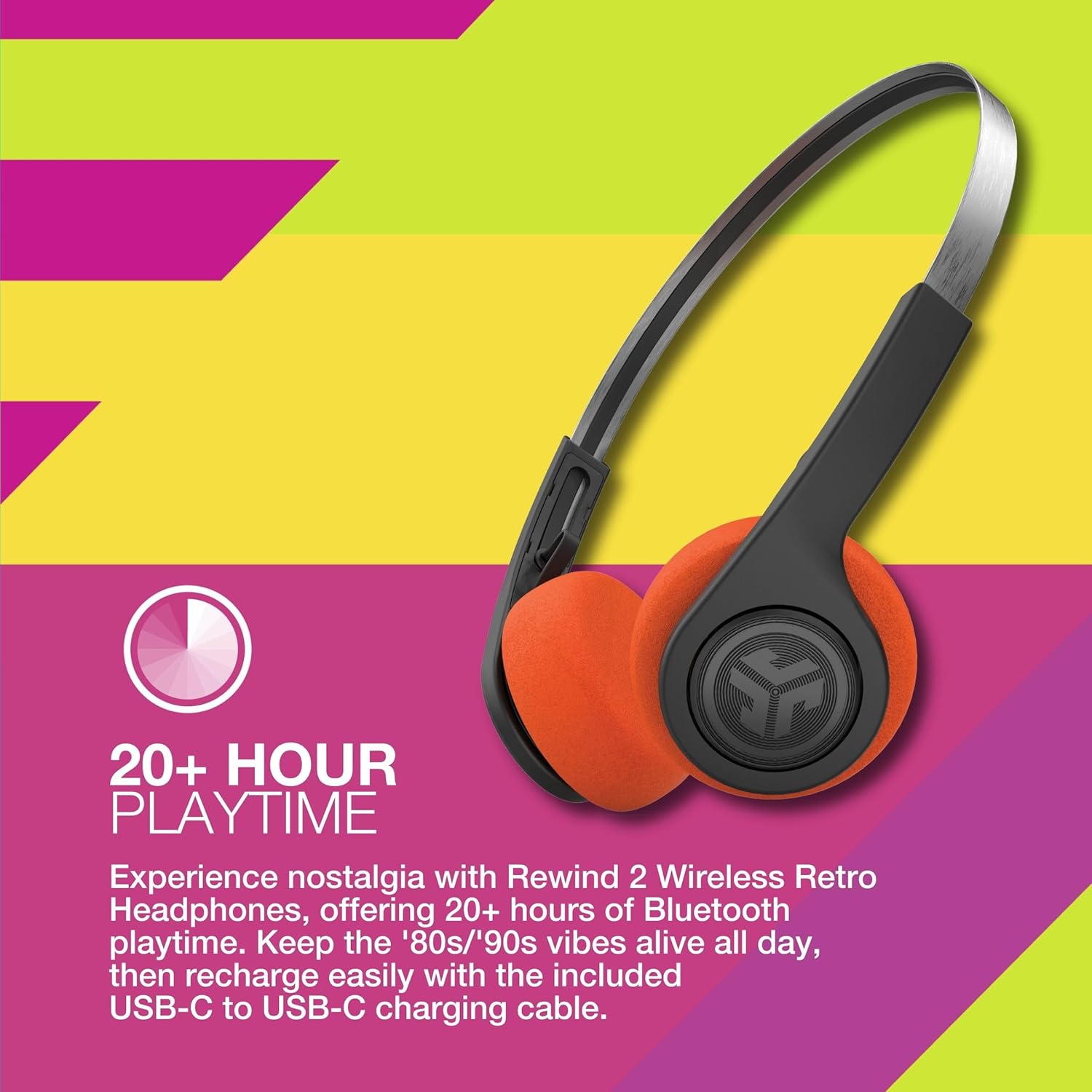 Retro Bluetooth Headphones 20H Playtime Lightweight Mic