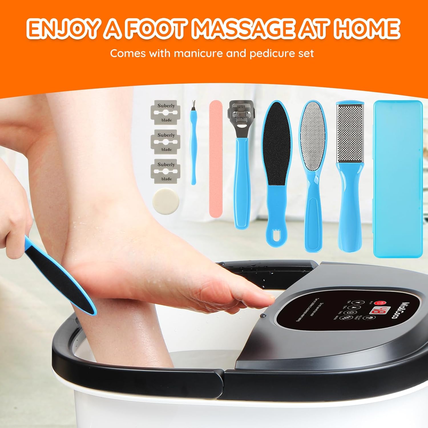 Foot Spa Massager Heat Bubble Shiatsu Rollers Pedicure Bath