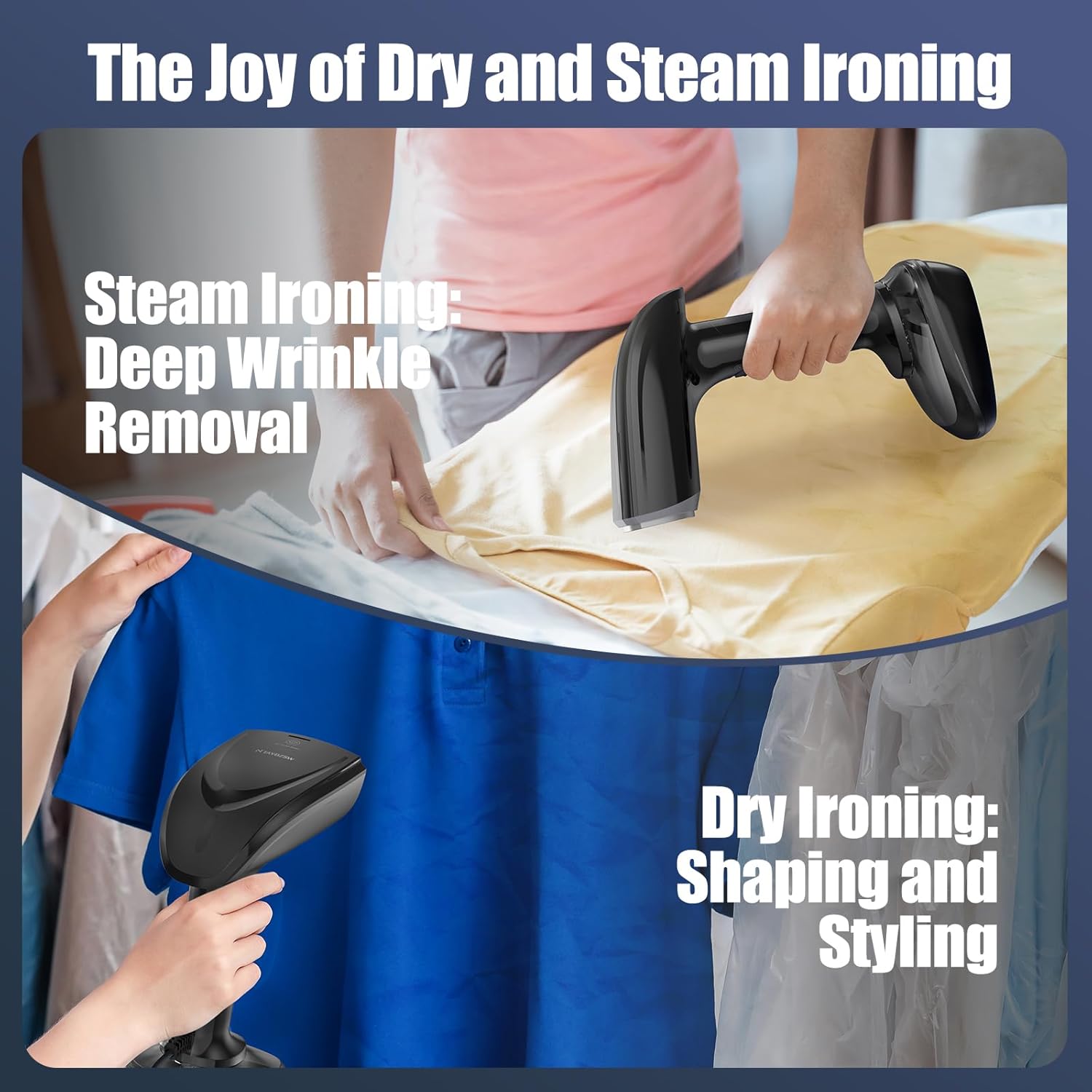 1800W Handheld Garment Steamer 2 In 1 Iron Fast Heat 300ml Tank
