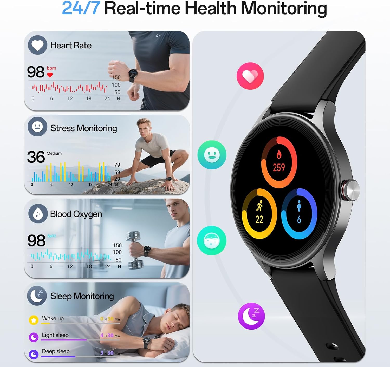 Mens Smart Watch Bluetooth Call Fitness Tracker Black