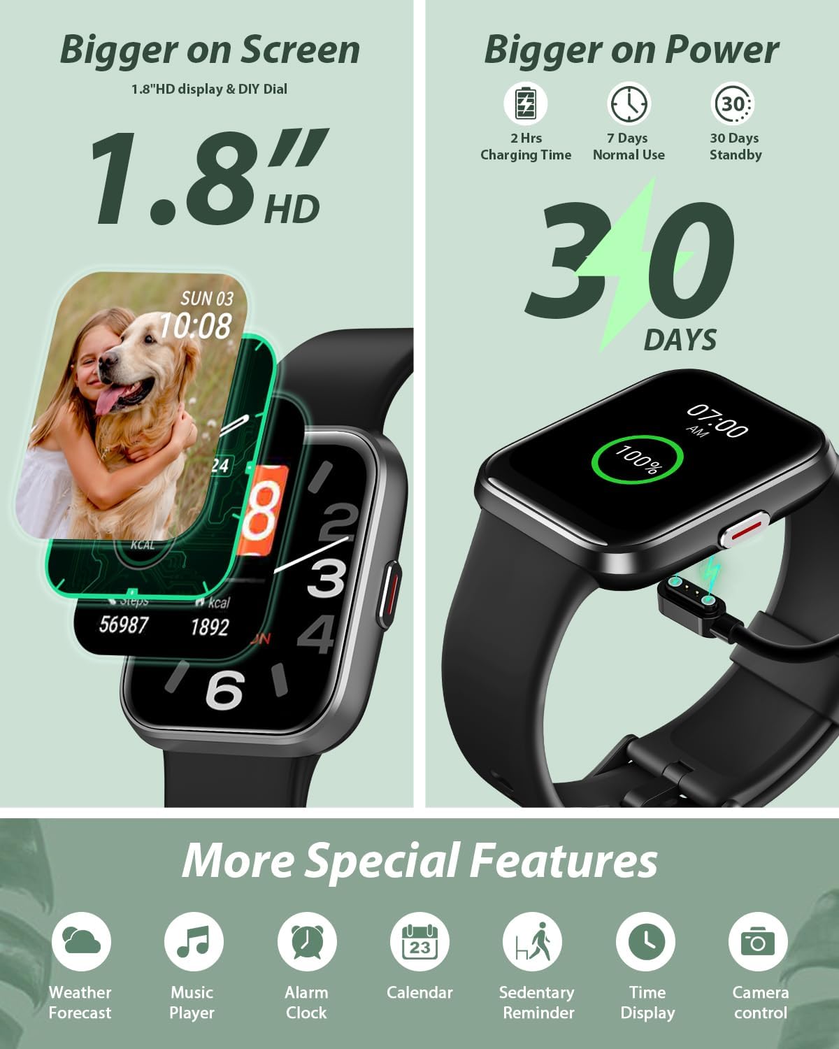 Unisex Smart Watch Bluetooth Call Alexa 120 Sports Waterproof