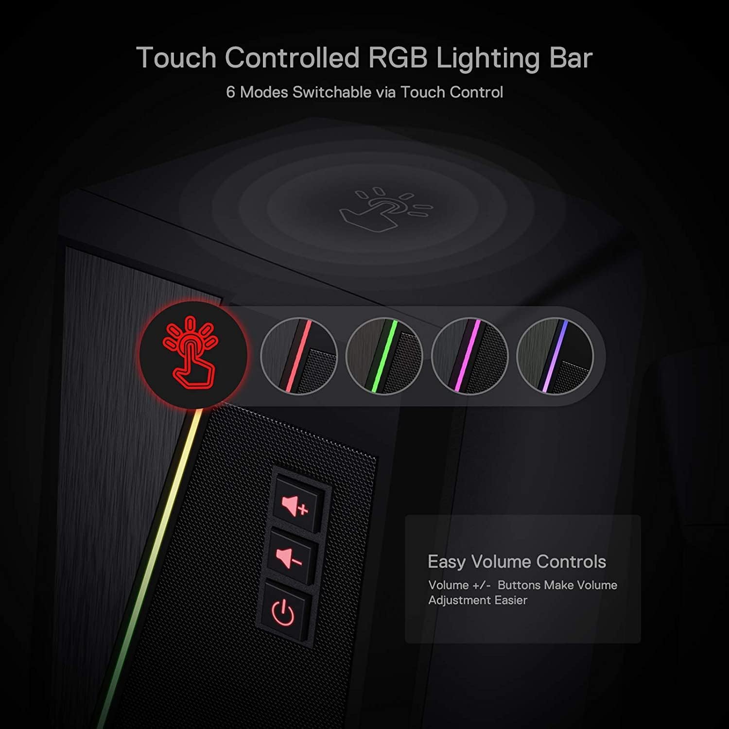 PC RGB Speakers Stereo Desktop USB 3.5mm Gaming Audio Bass