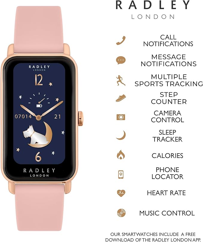 Womens Rose Gold Smart Watch Cobweb Strap