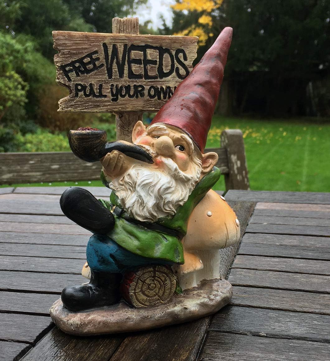 Traditional Garden Gnome Statue Weeder Sign Resin Outdoor Decor