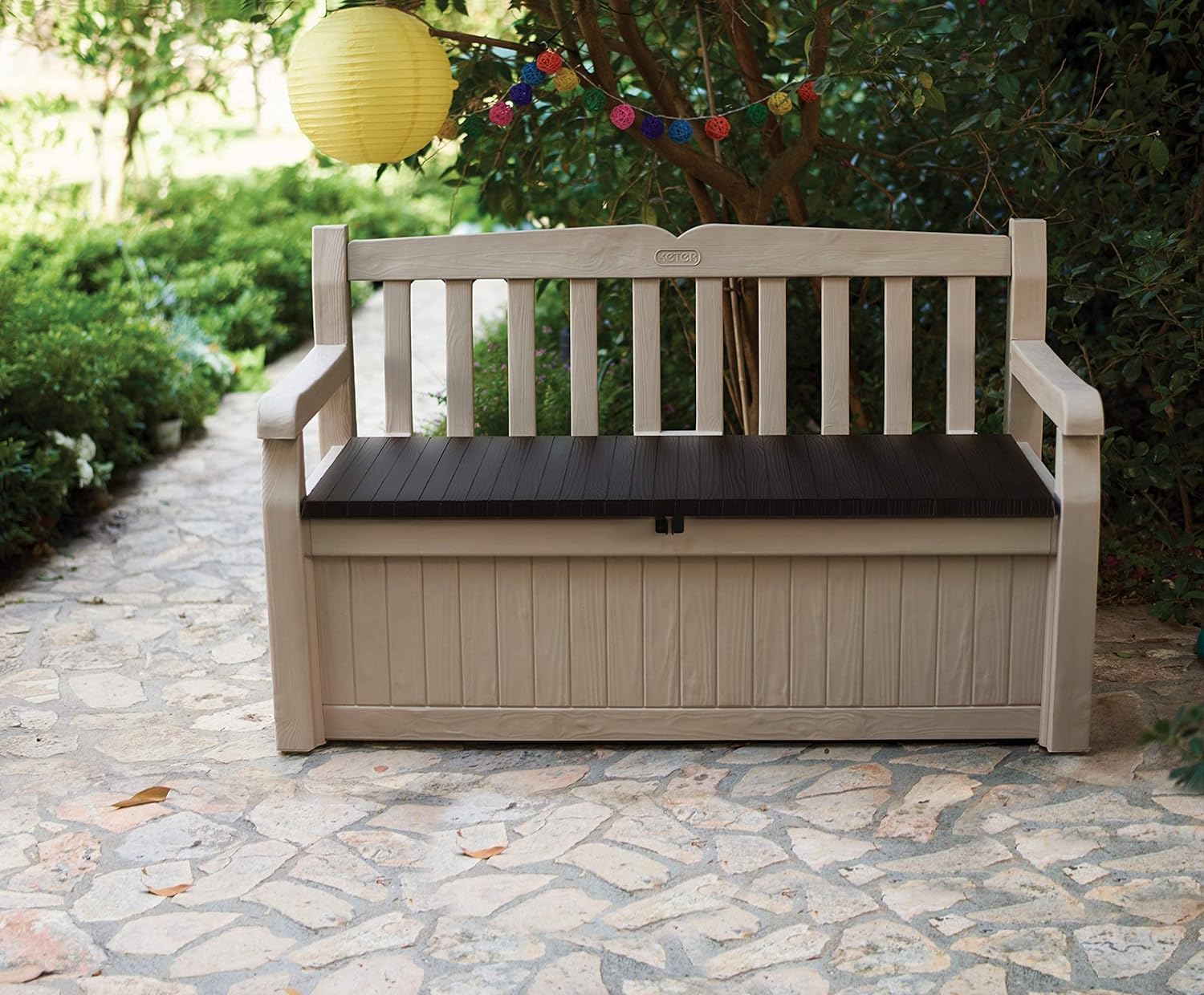 Outdoor Garden Storage Bench 265L Deck Box Seat Lockable Weatherproof