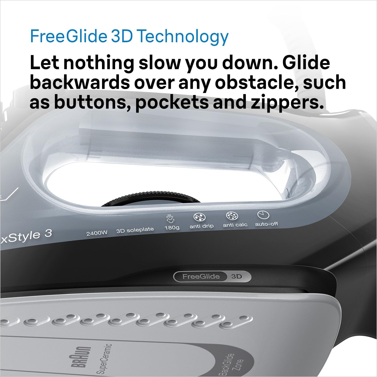 2400W Steam Iron 180g Steam Shot FreeGlide Soleplate Auto Shut Off