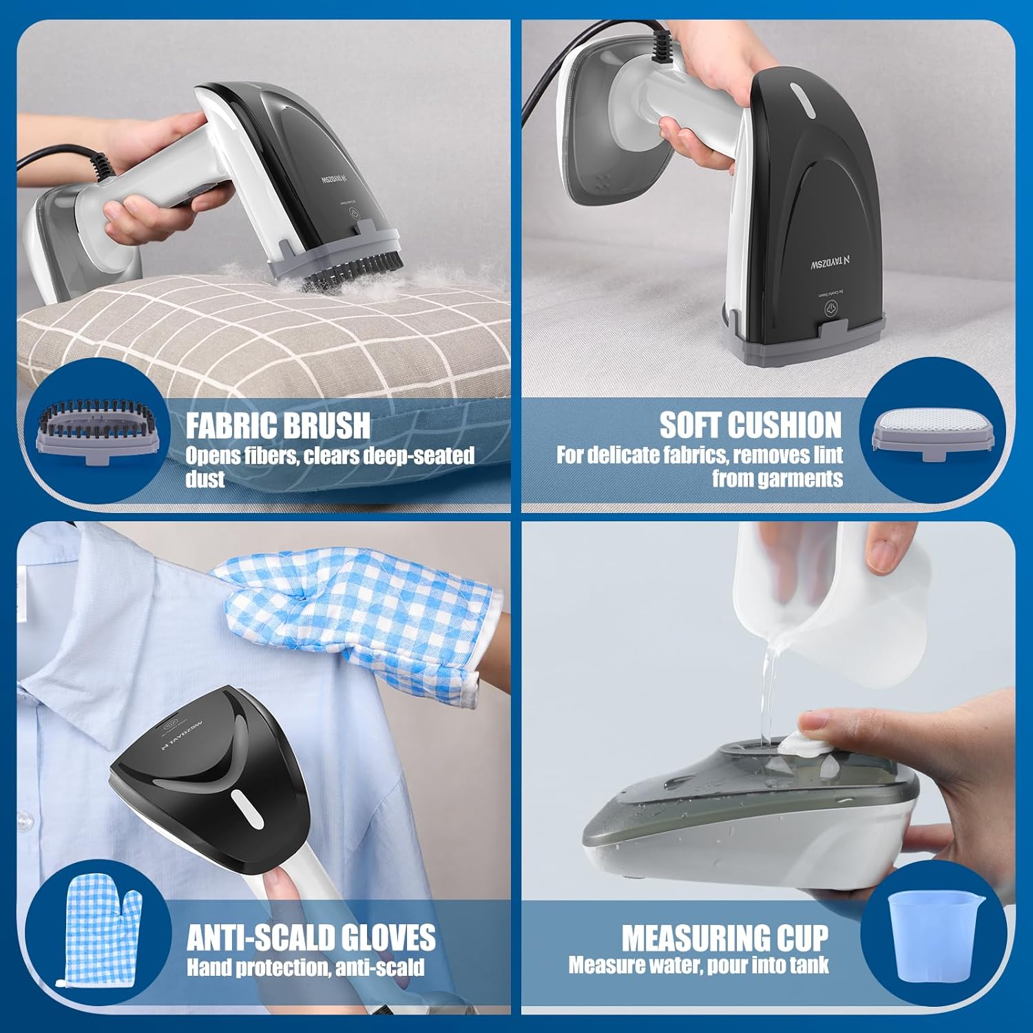 1800W Handheld Garment Steamer 2 In 1 Iron Fast Heat 300ml White
