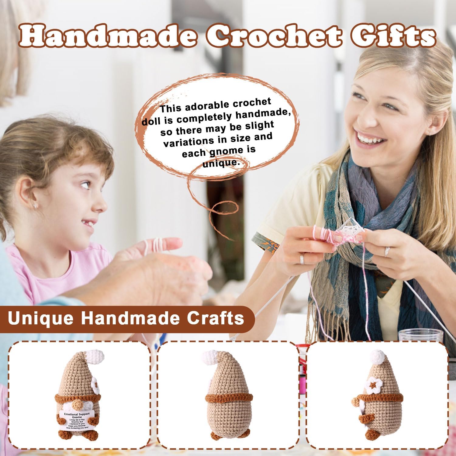 Positive Gnome Crochet Plush Emotional Support Doll Gift Decor