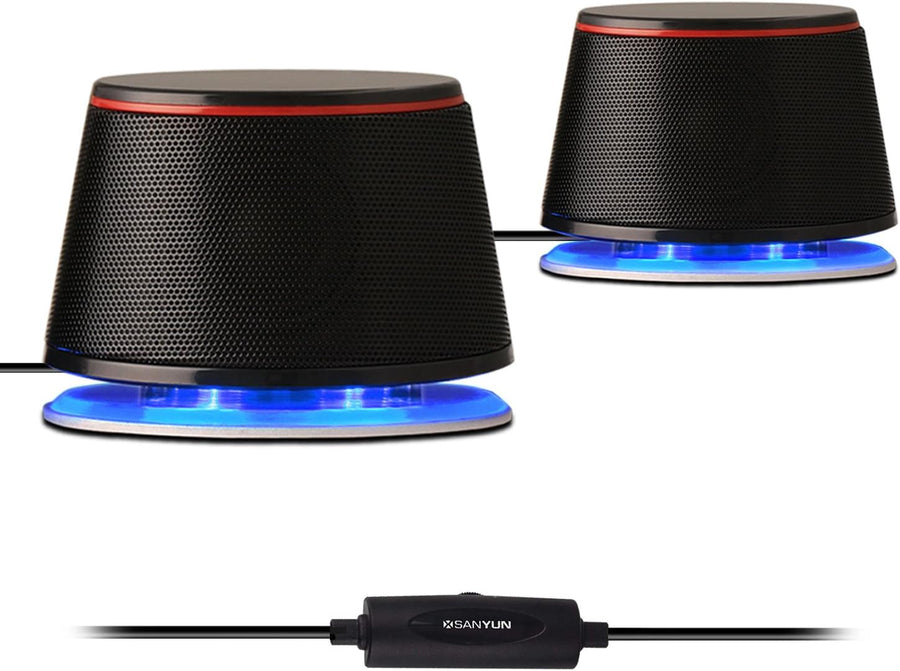 Computer Speakers Stereo USB Powered 3.5mm Aux Deep Bass Compact