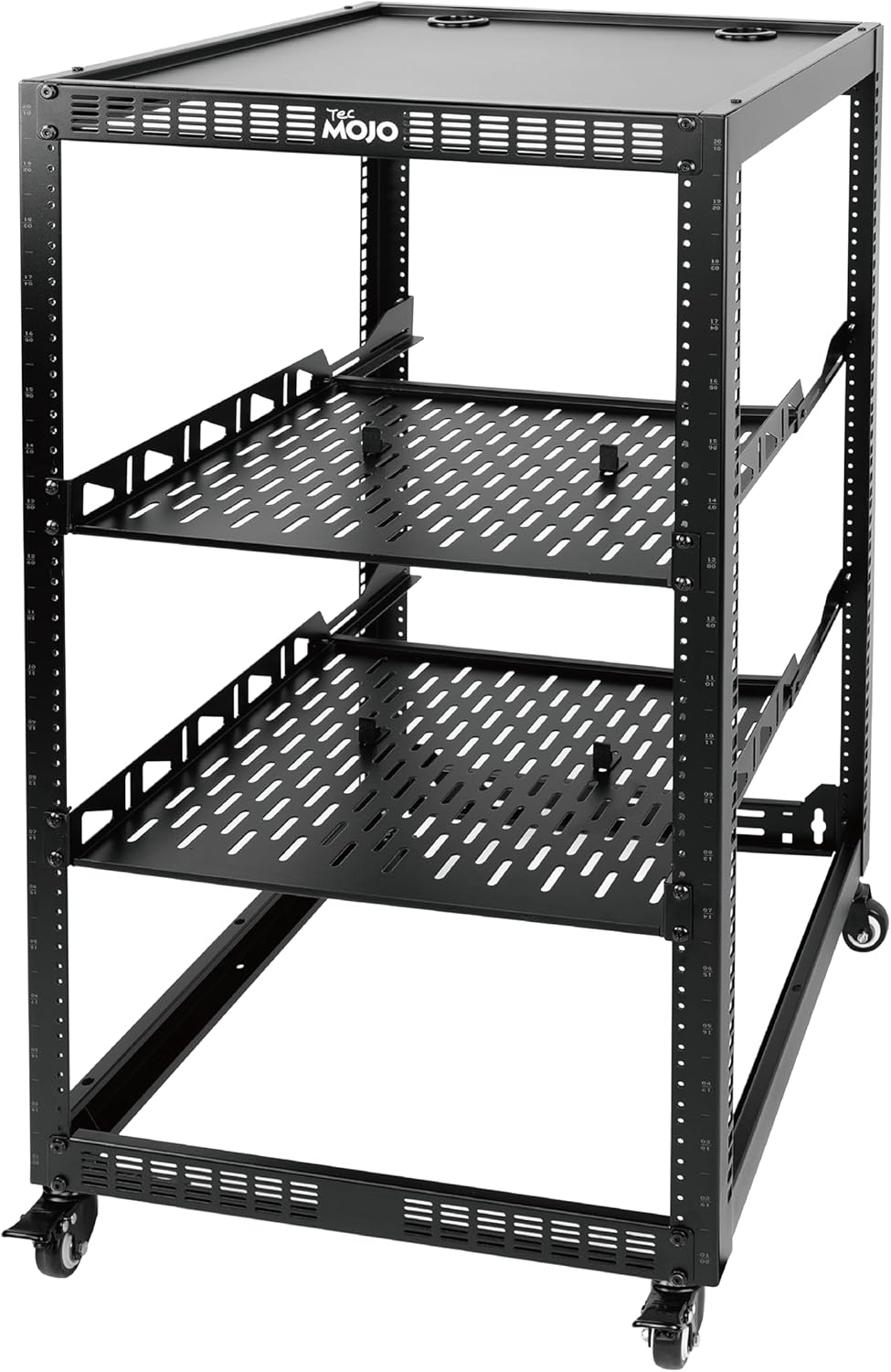 20U Open Frame Network Rack with Wheels 4 Post AV Rack