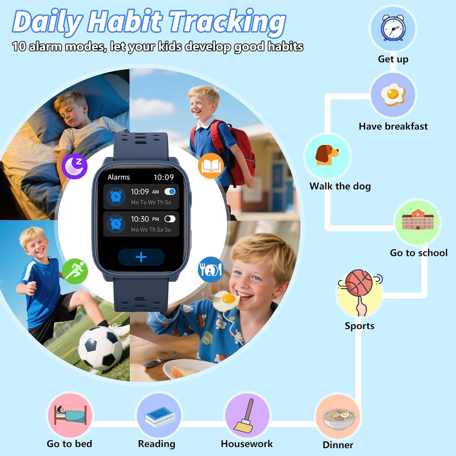 Kids Smart Watch Games Fitness Tracker Blue