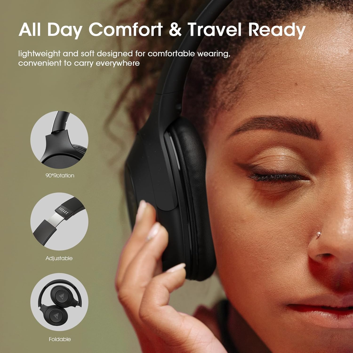 Wireless Bluetooth Over Ear Headphones 70 Hour Battery 3 EQ