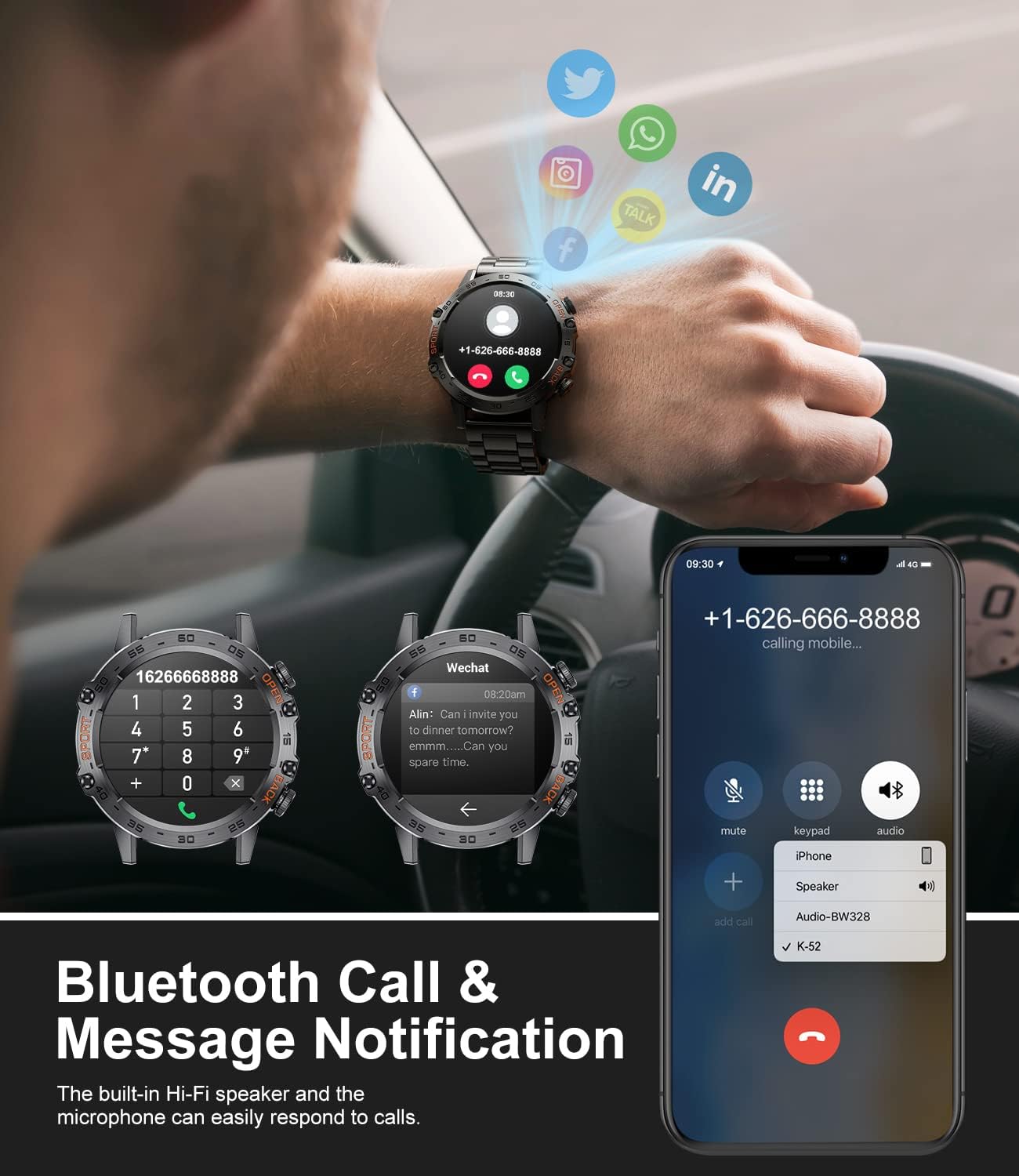 Military Smart Watch Bluetooth Call 100 Sports IP67