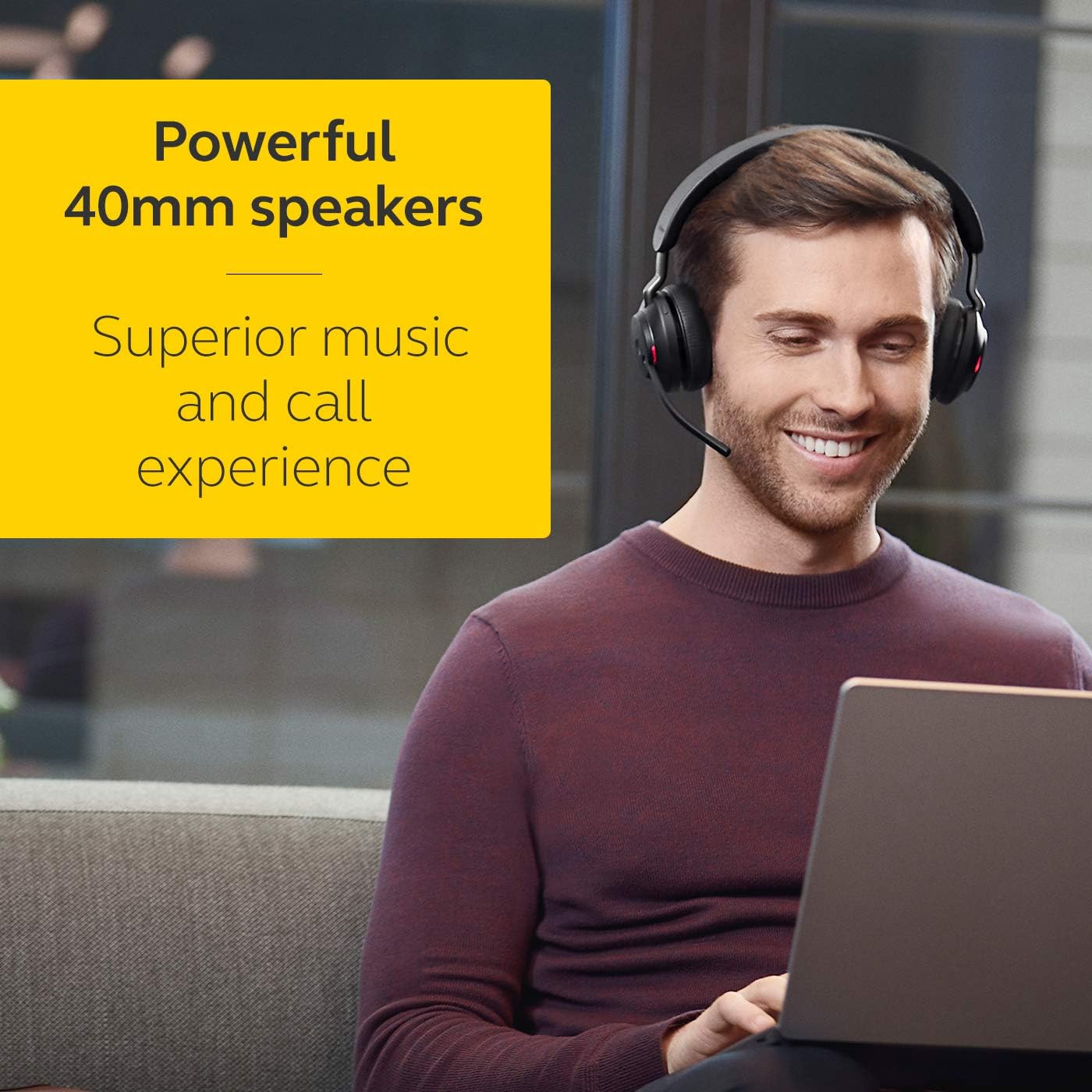 Wireless Office Headset With Mic Bluetooth 37H Battery USB Adapter