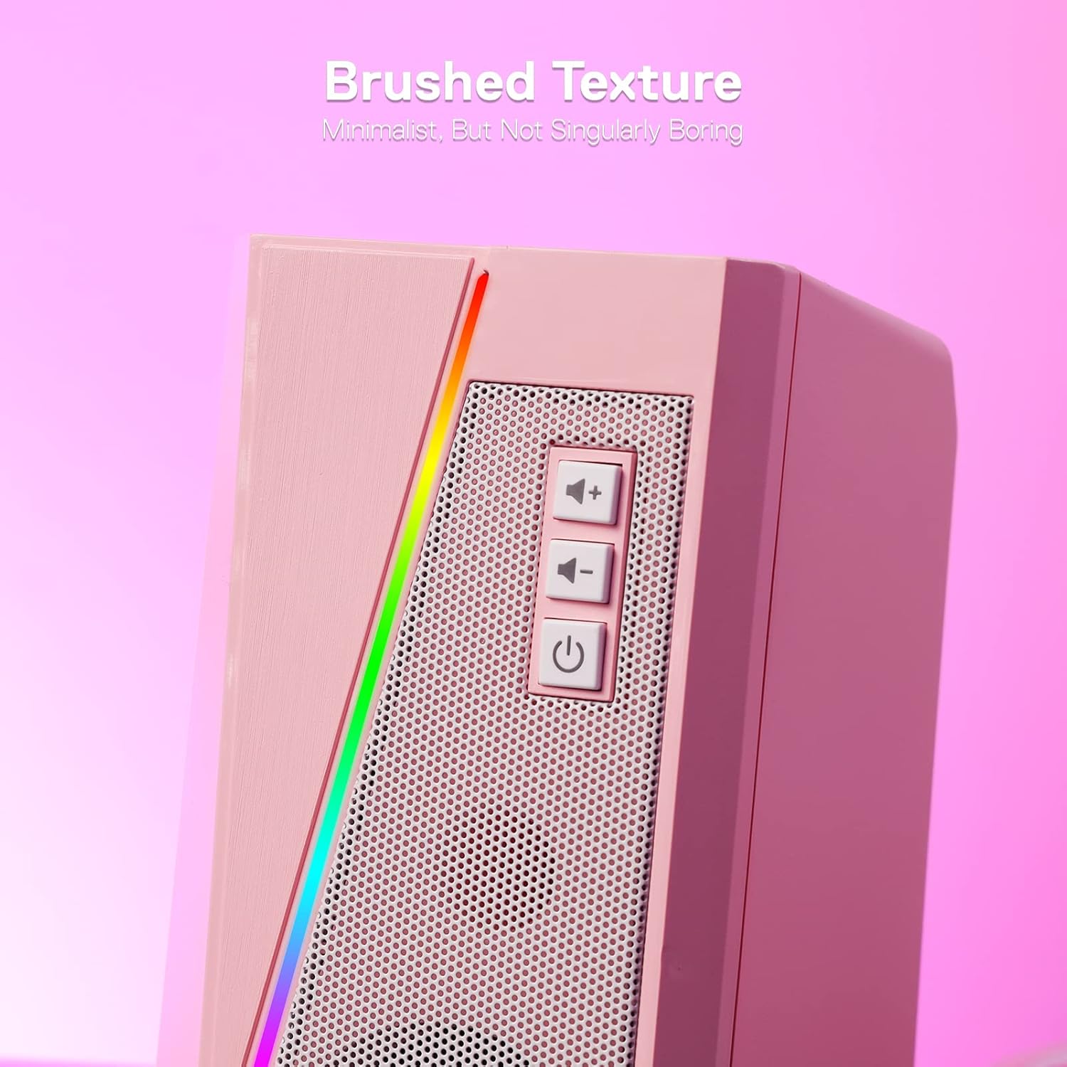 PC Speakers RGB Stereo USB Powered Desktop Audio Pink Bass