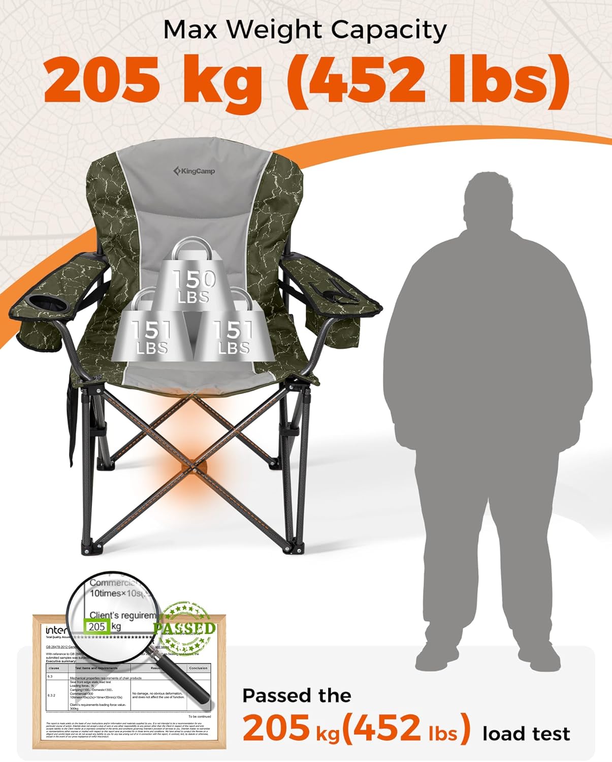 Oversized Camping Chair 205KG Cooler Green