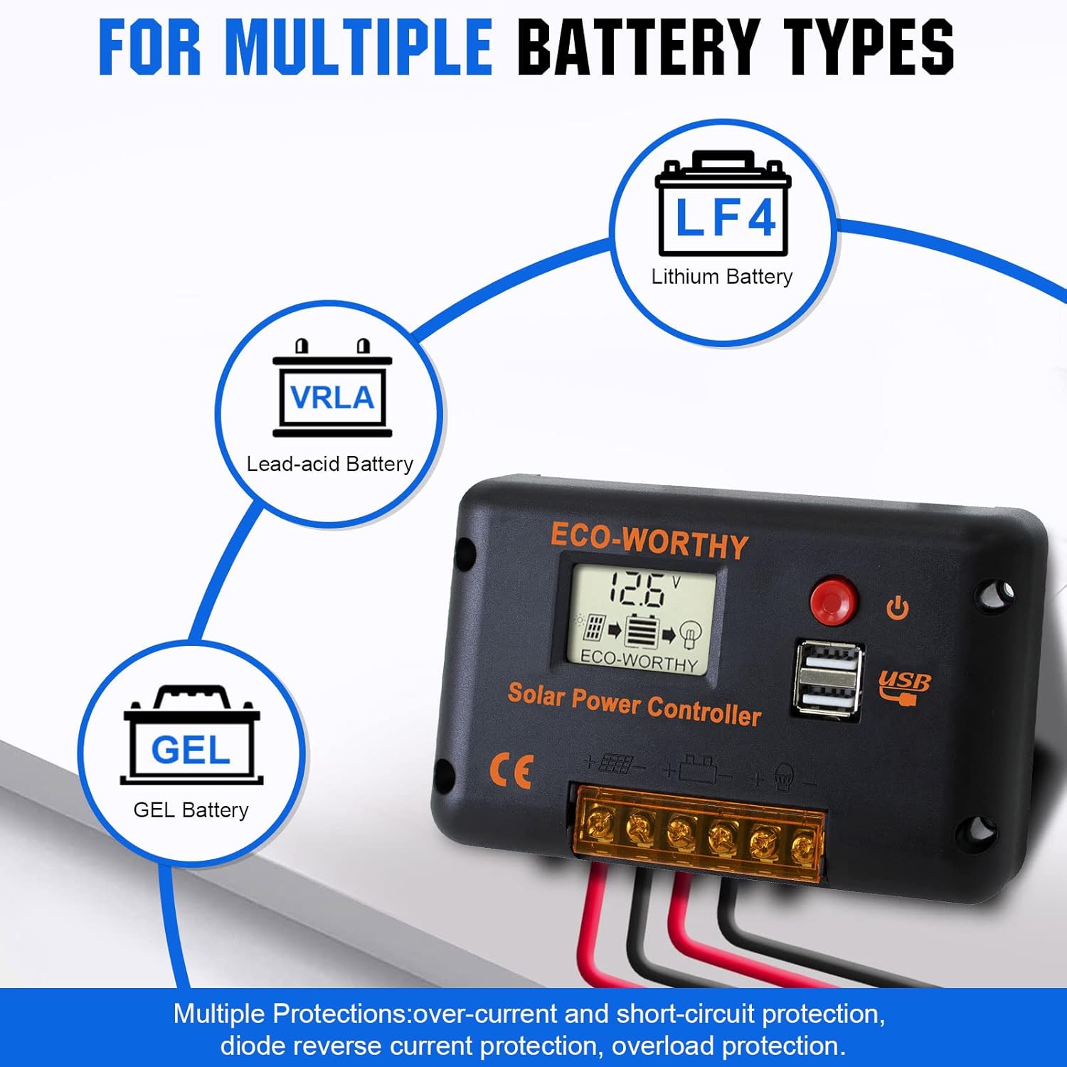 240W 12V Solar Panel Kit 30A Controller 2 Panels