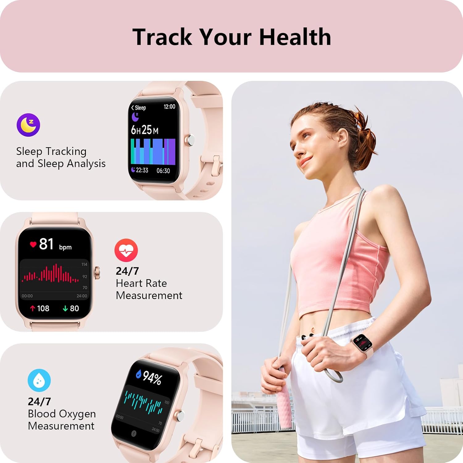 Smart Watch for Women Bluetooth Calling Alexa Fitness Tracker