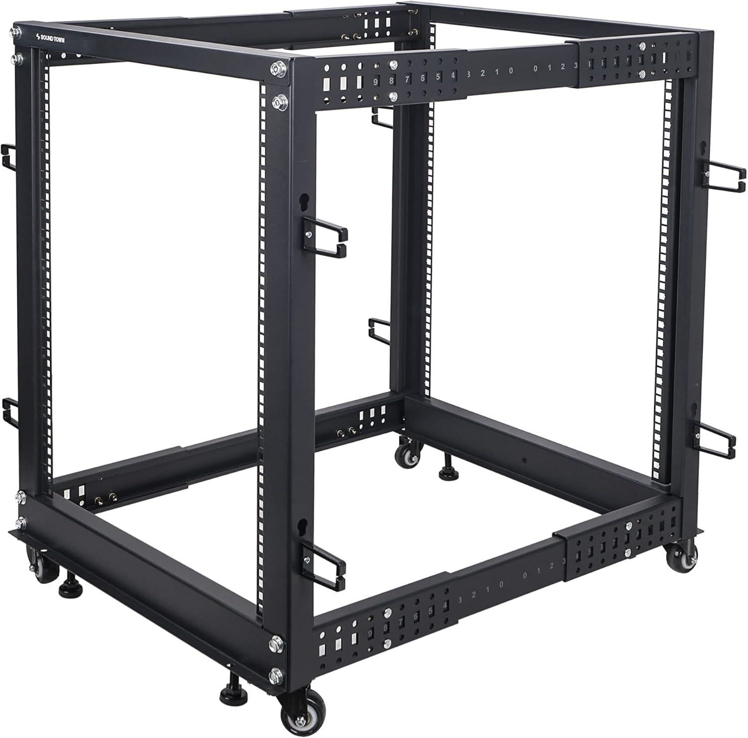 15U Adjustable 4 Post IT & Network Rack with Wheels