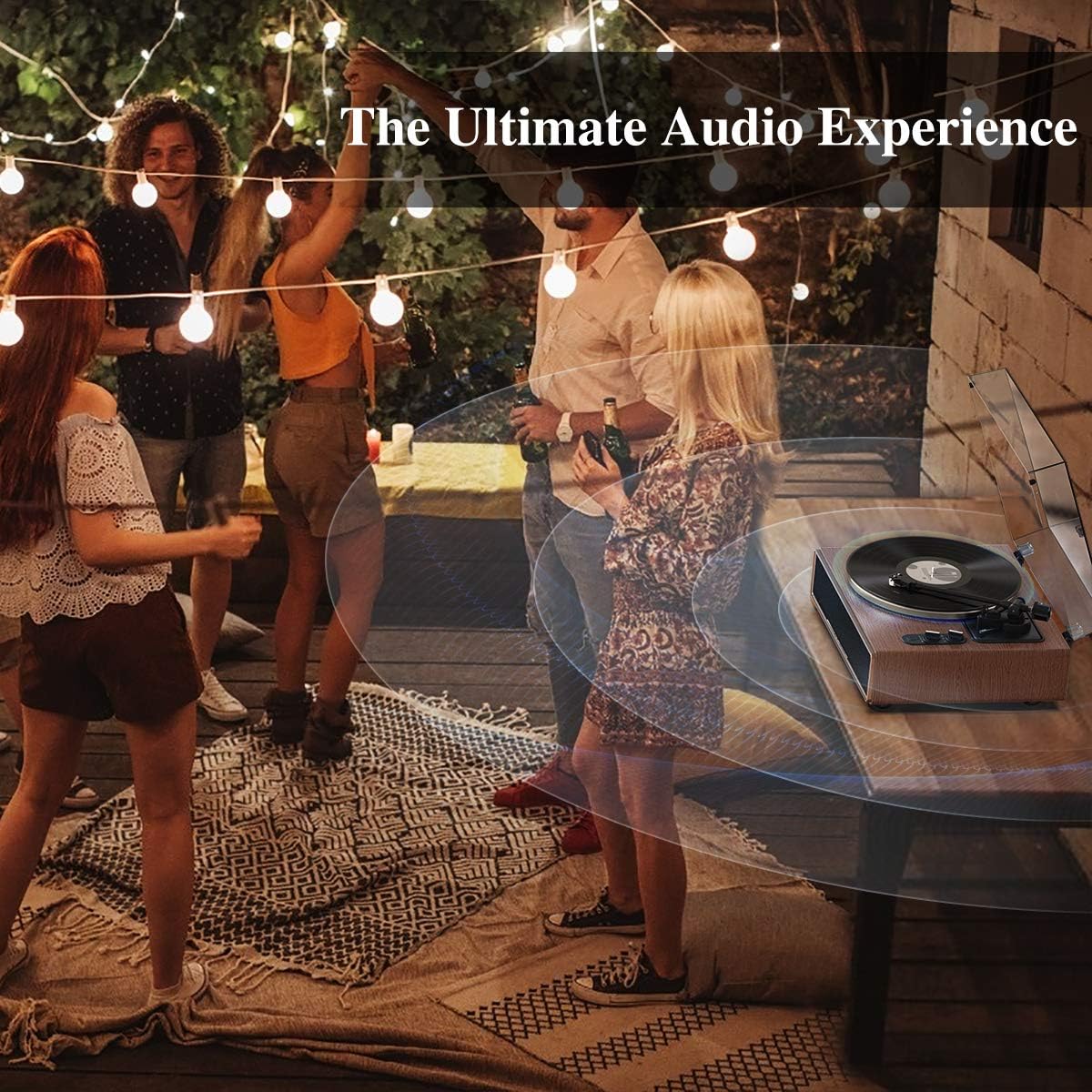 Bluetooth Vinyl Record Player Turntable with Built-In Speakers 33/45RPM