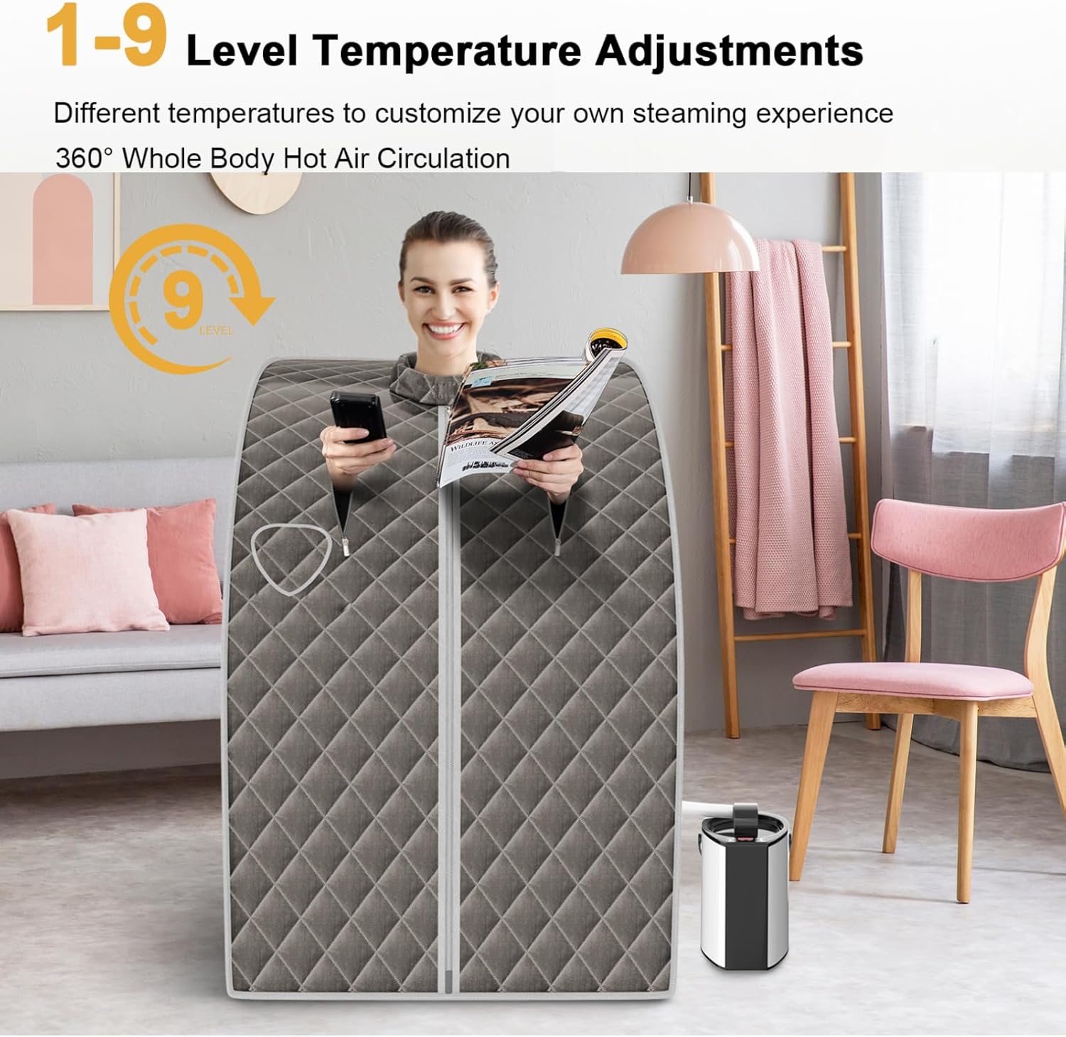 Portable Steam Sauna Tent Full Body Spa Folding Chair Remote Control