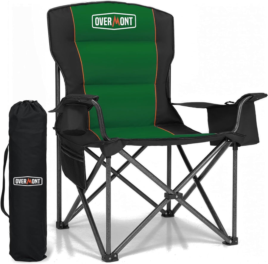Oversized Camping Chair 450lb Cooler Bag High Back Green