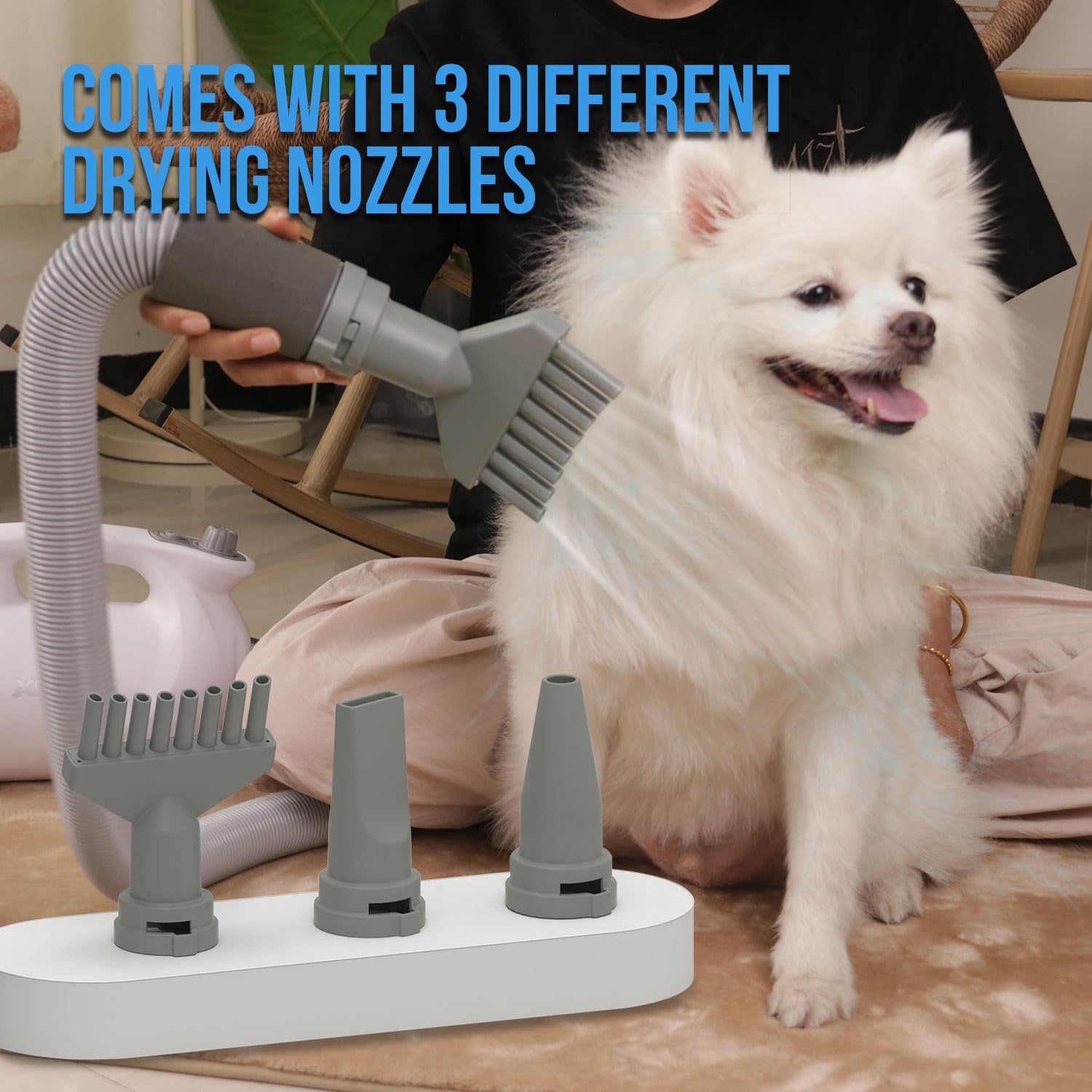 Dog Vacuum Dryer Grooming Kit Quiet Safe 2 Heat Settings