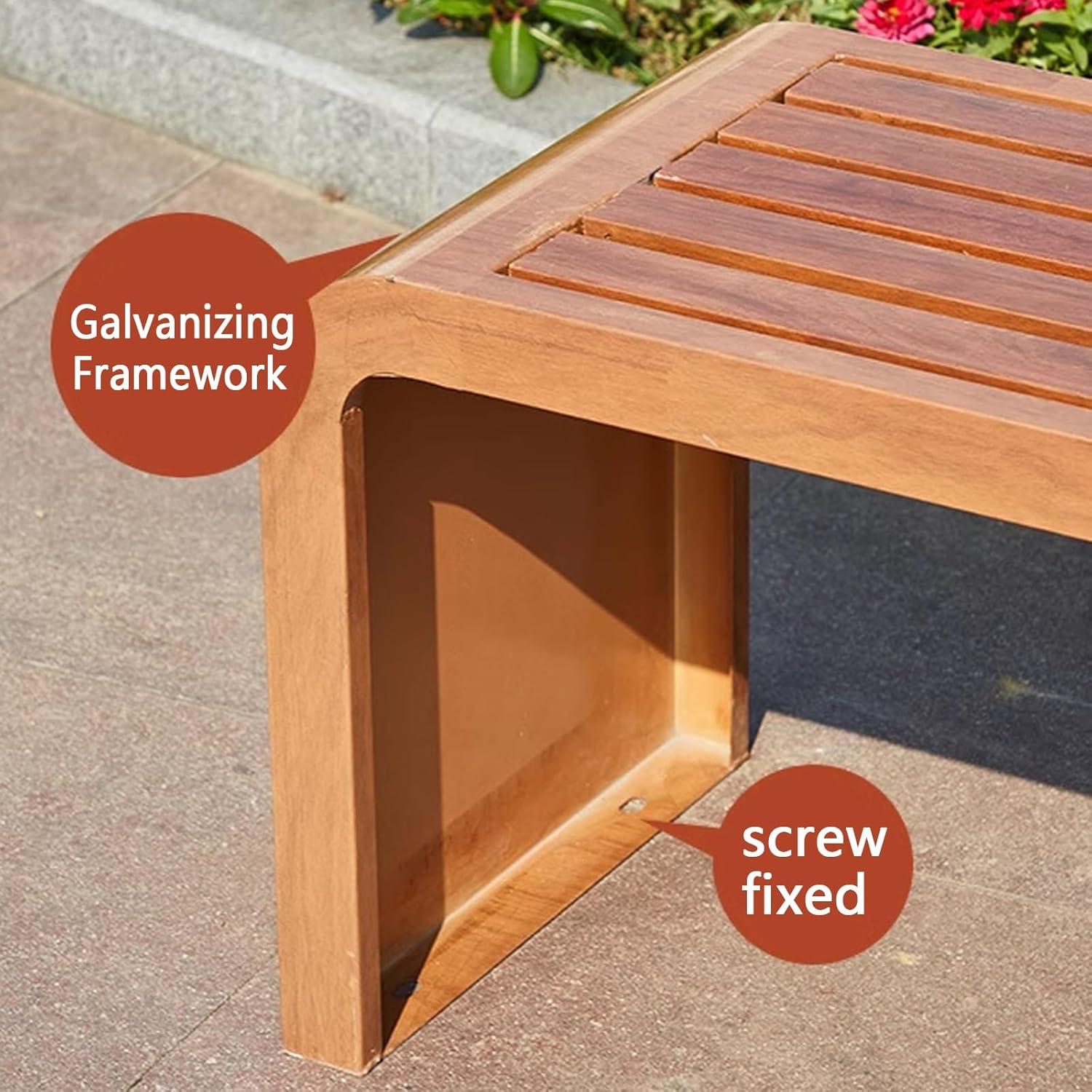 Weatherproof Garden Bench Backless Outdoor Patio Seat Steel Frame 100cm
