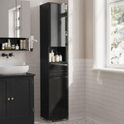 Tall Slim Bathroom Storage Cabinet Drawer Adjustable Shelves Black 170cm